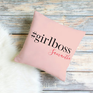 Coussin Patron et nom de fille rose moderne   best Girly G