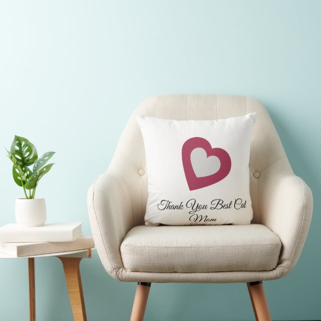 Coussin Patte de chat à double cœur avec citation, recto e (Chaise)