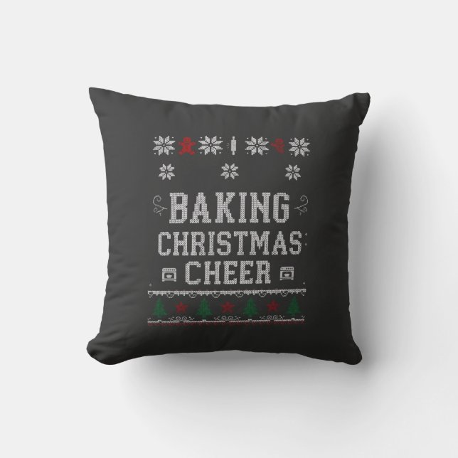 Coussin Patte de tricot de four à biscuits de Noël au ging (Recto)