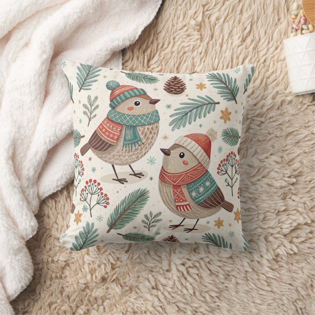 Coussin Pattern Scandinavian Holiday Birds (Couverture)