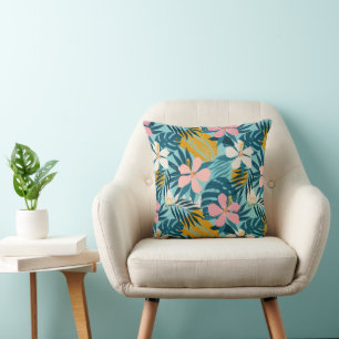 Coussin Pattern tropical hibiscus
