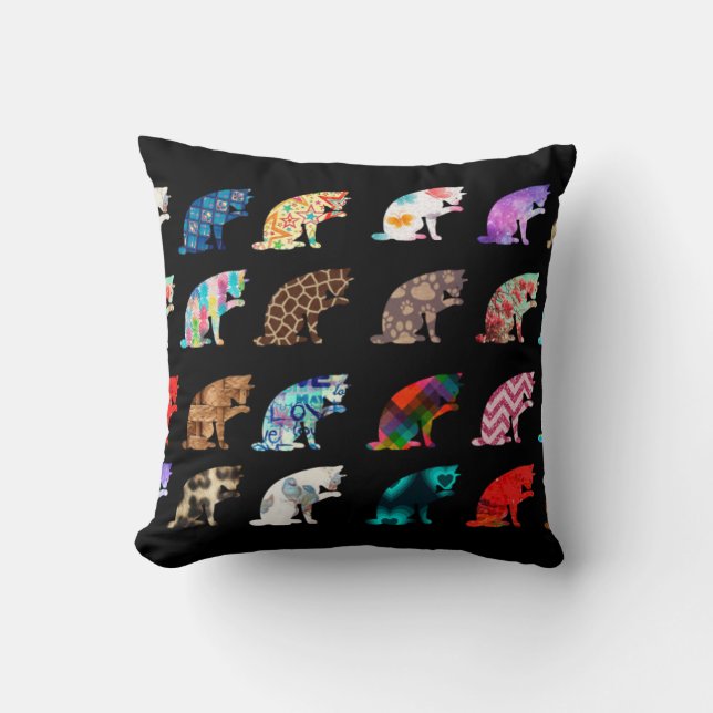 Coussin Patters de Cat Licking (Recto)
