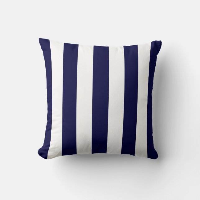 Coussin Patters de Navy Blue and White Extra Large Stripe (Recto)
