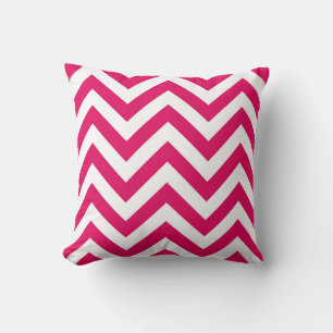 Coussin Patters de Raspberry White Large Chevron Zig Zag