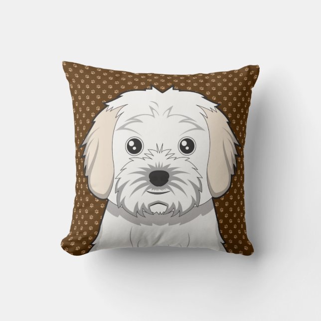 Coussin Pattes de bande dessinée de chien de Cavachon (Recto)