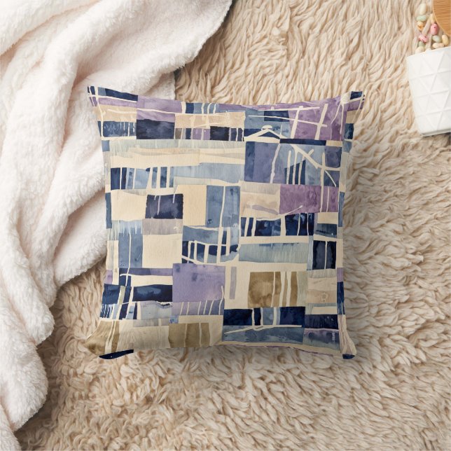 Coussin Pattes modernes de blues et de crème (Couverture)