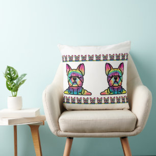 Coussin Pattes Paisibles : Yoga Bouledogue en Couleurs Tie