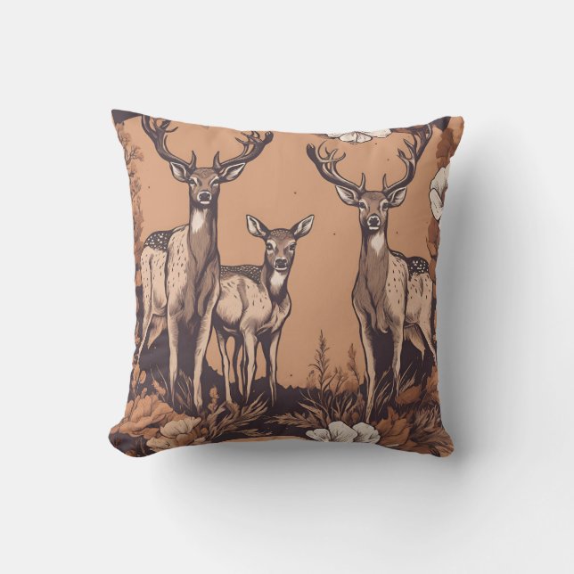 Coussin Pâturage de cerfs géants D3 (Recto)