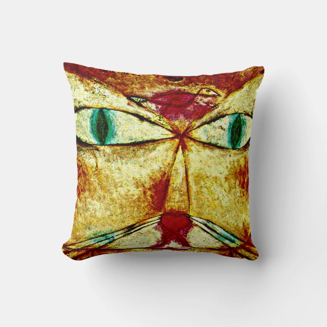 Coussin Paul Klee art : Chat et oiseau (Recto)