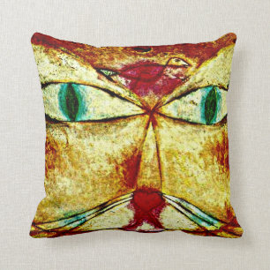Coussin Paul Klee art : Chat et oiseau