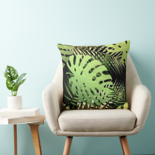 Coussin Paume de Monstera feuilles jungle tropicale lancer