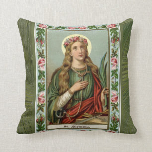 Coussin Paume verte de roses roses de St Philomena