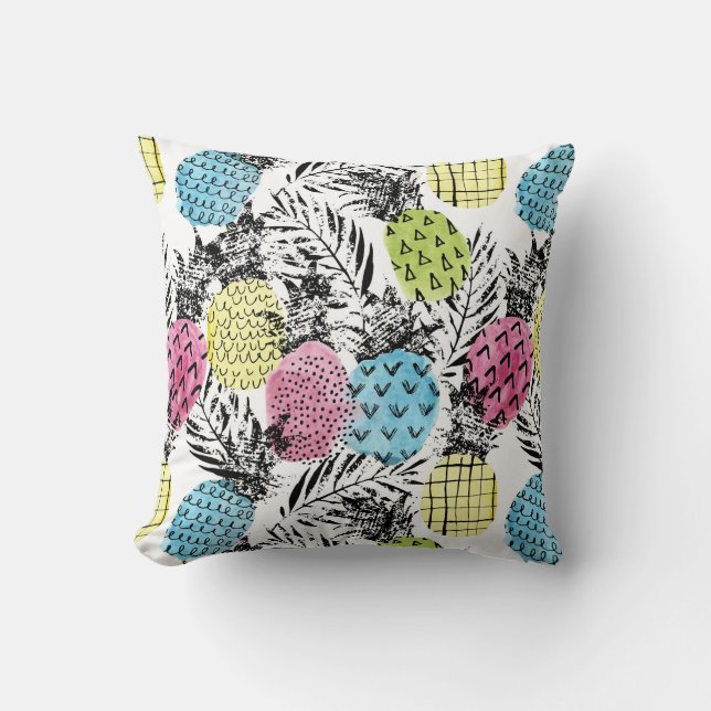 Coussin Paumes de grunge d'ananas (Recto)