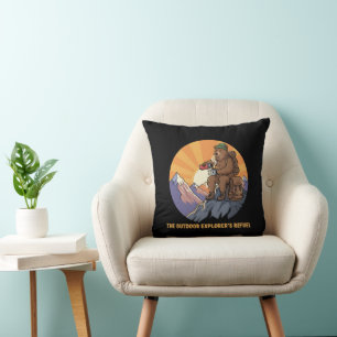 Coussin Pause café ours randonnée Exploratrices de plein