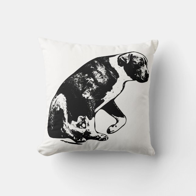 Coussin Pause du coin - Croquis de chien assis (Recto)