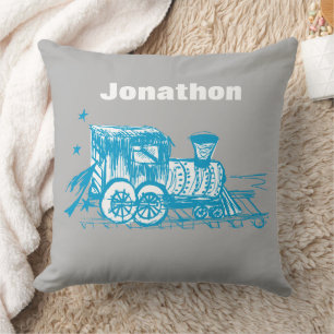 Coussin Pavé bleu Choo Choo Train Boys Room Nursery