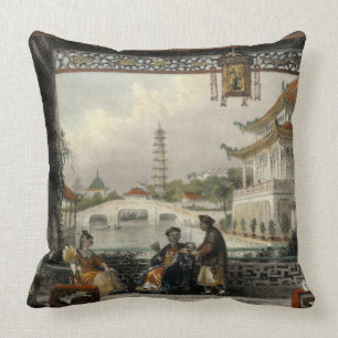 Coussin Pavillon et jardins d'une mandarine près de Péki