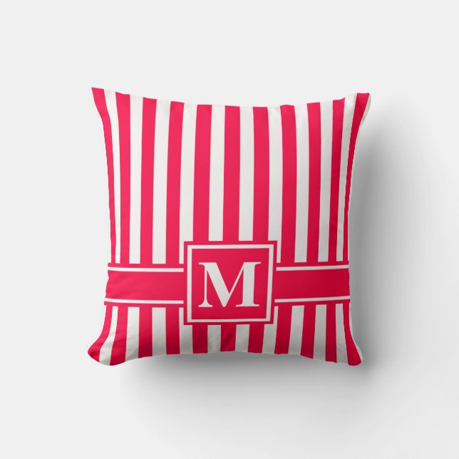 Coussin Pavot moderne en bande avec Monogramme (Recto)