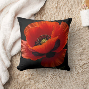 Coussin pavot rouge