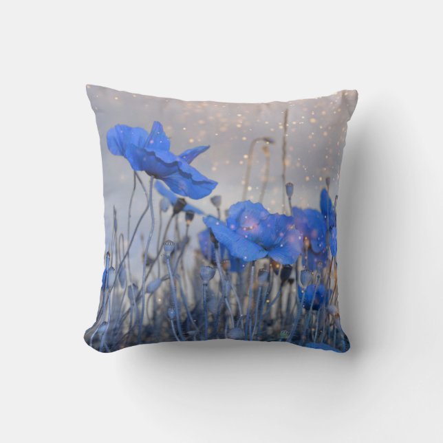 Coussin Pavots bleus (Recto)