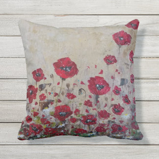 Coussin Pavots extérieurs de rouge de carreau