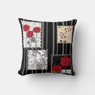 Coussin Pavots piquants de rétro patchwork vintage sans
