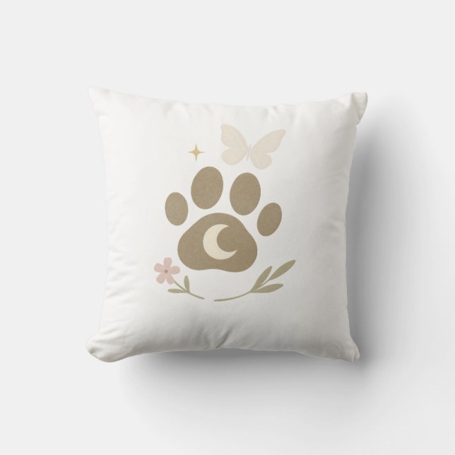 Coussin Paw Mémorial avec Lune & Papillon - Sympathie (Recto)