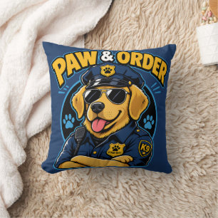 Coussin Paw & Order Chien de Police PNG, Sublimation Drôle