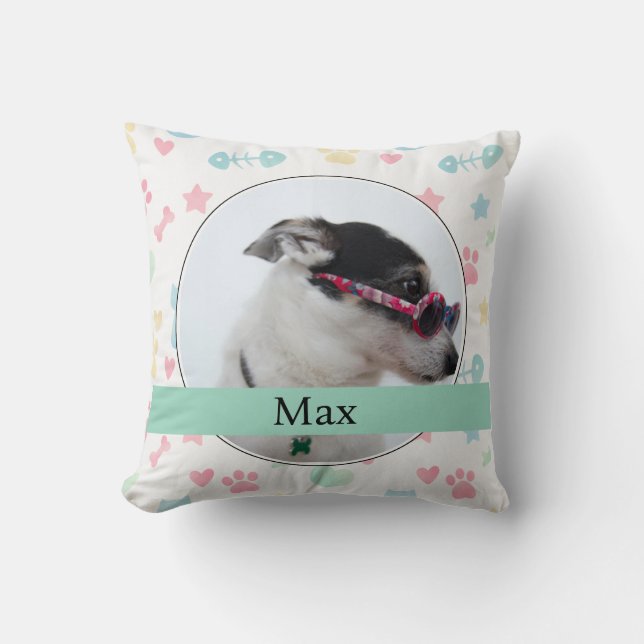 Coussin Paw Prints & Hearts Custom Dog Photo  (Recto)