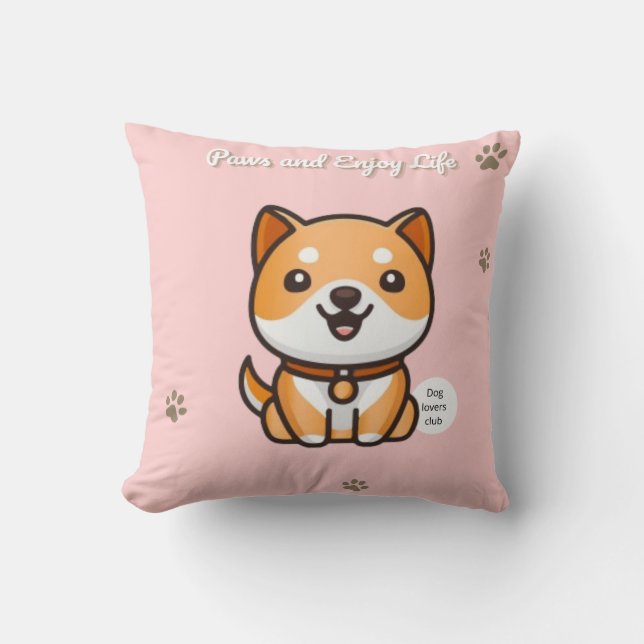 Coussin Paws and Enjoy Life Shiba Pillow (Recto)