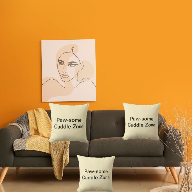 Coussin Pawsome Cuddle Zone Cute Chat Crème personnalisée (Créateur téléchargé)