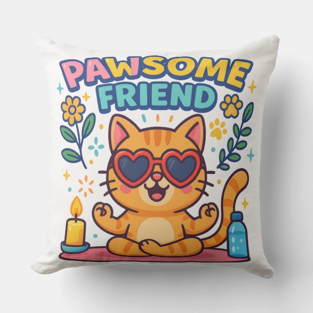 Coussin Pawsome Friend Because Every Cat Deserves Love (Recto)