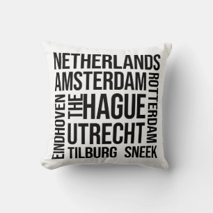 Coussin Pays-Bas Cities Word Art - Amsterdam Travel