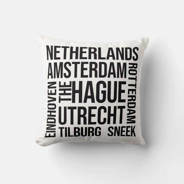 Coussin Pays-Bas Cities Word Art - Amsterdam Travel (Recto)