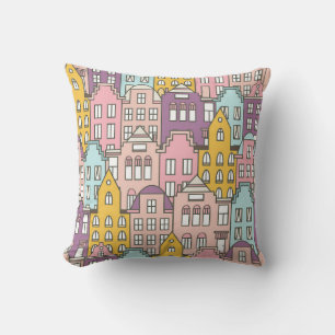 Coussin Pays-Bas maisons ensemble main dessiné sans coutur