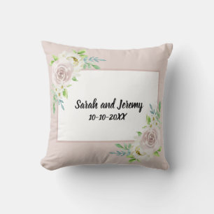 Coussin Pays Douce Rose Florale Aquarelle Rose Mariage
