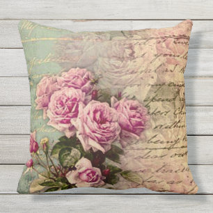 Coussin Pays français chic, roses chics et roses minables,