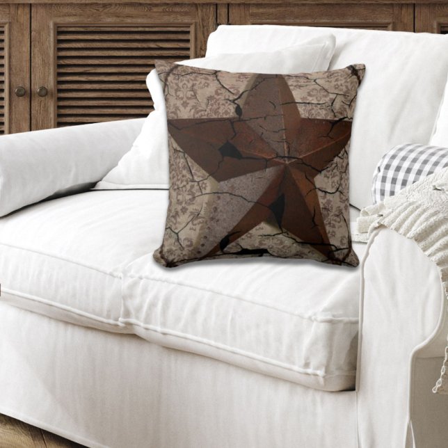 Coussin Pays occidental rustique Primitif Texas Star (Rustic Western Country Primitive Texas Star Throw Pillow)