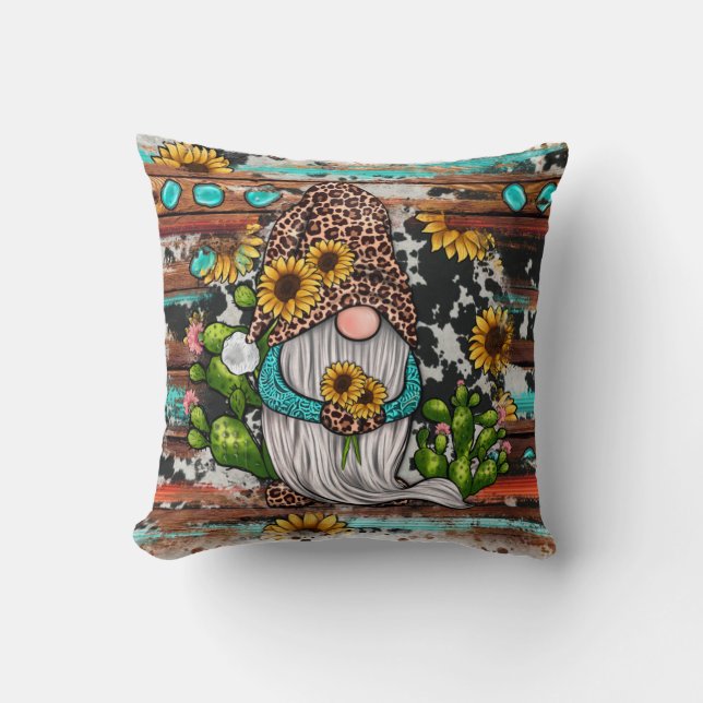 Coussin Pays Ouest Gnome Tournesol Turquoise Pierre La (Recto)