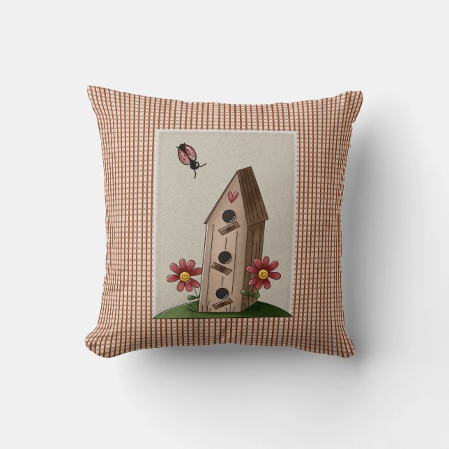 Coussin Pays Red En vichy Bienvenue amis (Recto)