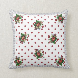 Coussin Pays Roses Red Polka Dot et Rose Jeu d'oreiller