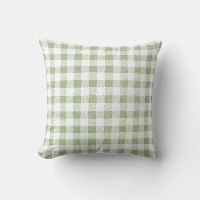 Coussin Pays Russe Sage naturel En vichy Plaid (Recto)