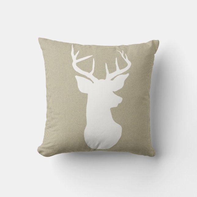 Coussin Pays rustique de cerfs communs d'Antler de toile (Recto)