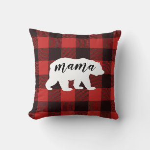 Coussin Pays rustique Rouge & noir Flannel Mama Ours