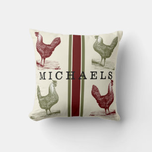 Coussin Pays Toile Rustique Pays Nom Vintage du poulet
