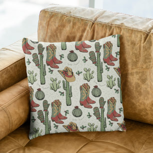 Coussin Pays Western Ivory Cowgirl Howdy Noël