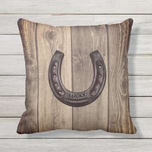 Coussin Pays Western Personnalisé Lucky Horseshoe