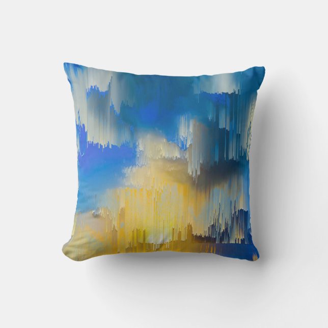 Coussin Paysage Abstrait de Coucher de Soleil Glitch (Recto)