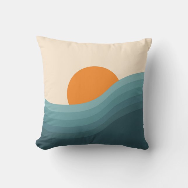 Coussin Paysage abstrait de style rétro (Recto)