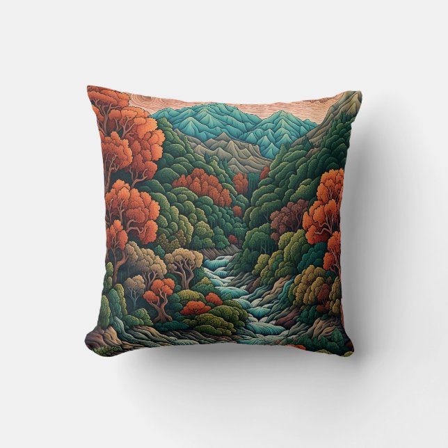 Coussin Paysage Abstrait japonais (Recto)